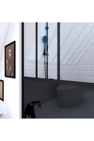 Mampara de ducha italiana - Transparente y negro - 120 x 200 cm