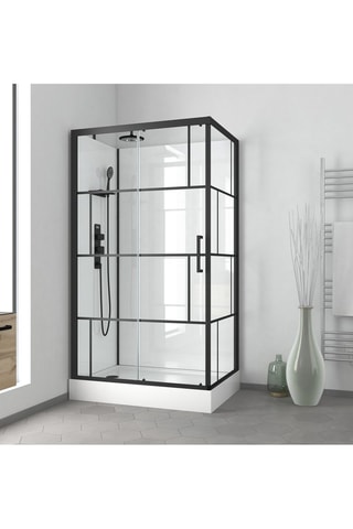 Cabina de ducha rectangular - Negro - 110 x 230 x 80 cm
