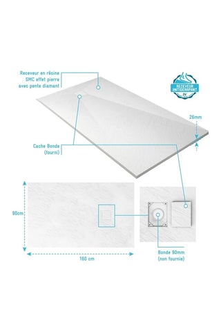 Plato lineal Rock 2 - 90 x 160 x 2,6 cm