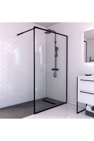 Mampara de ducha italiana - Transparente y negro - 118,5/120 x 200 cm