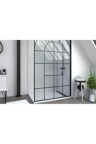 Mampara de ducha italiana - Transparente y negro - 120 x 195 cm