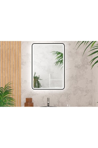 Espejo rectangular de cuarto de baño con iluminación LED - Negro - 50 x 70 cm