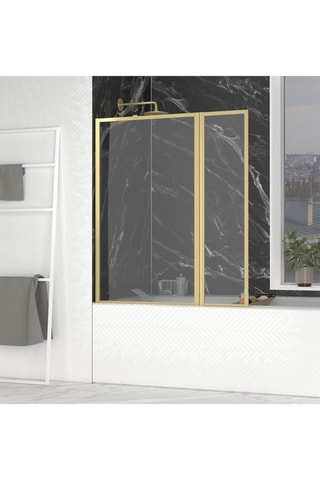 Mampara de bañera - Transparente y dorado - 70 x 130 cm