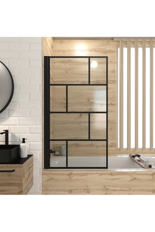 Mampara de bañera - Transparente y negro - 80 x 140 cm