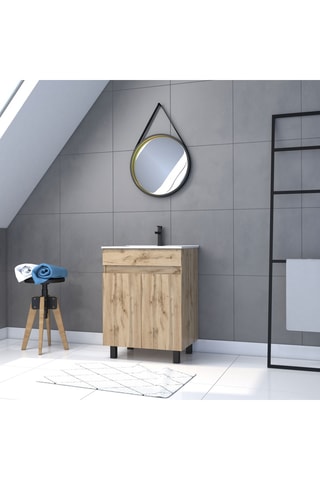 Conjunto de mueble de cuarto de baño y espejo barber gold