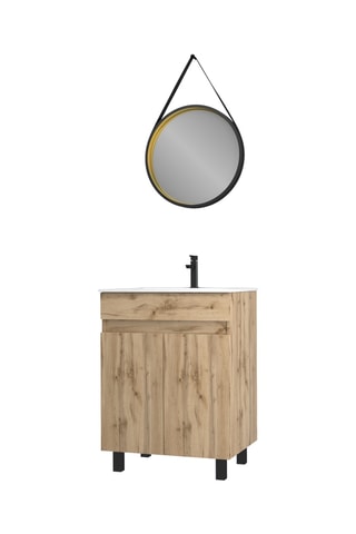 Conjunto de mueble de cuarto de baño y espejo barber gold