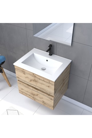 Conjunto de mueble de cuarto de baño y espejo LED rectangular