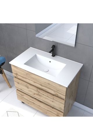 Mueble de cuarto de baño y espejo LED rectangular