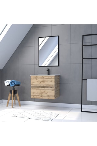 Mueble de cuarto de baño y espejo rectangular