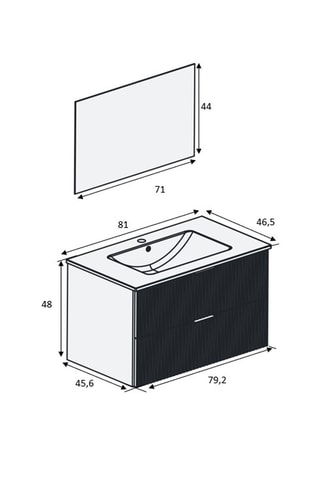 Conjunto de mueble de cuarto de baño - 81 x 46,5 x 48 cm