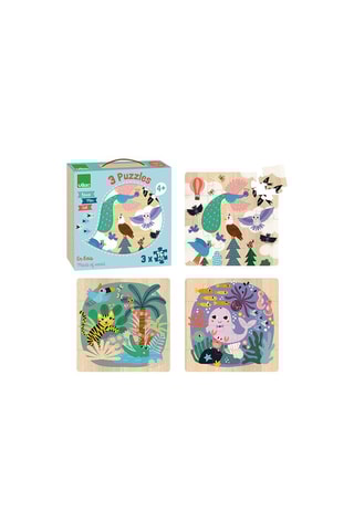 3 puzzles en bois Terre, mer, ciel - 3 x 16 pièces - Dès 4 ans