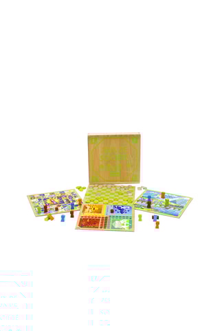 Coffret de jeux de société en bois - 58 pièces - Dès 3 ans