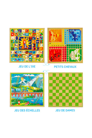Coffret jeu de société en bois - 58 pièces - Dès 3 ans