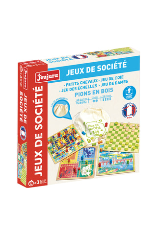 Coffret jeu de société en bois - 58 pièces - Dès 3 ans