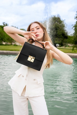 Leren Schoudertas Iris - Zwart