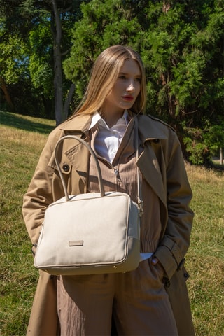 Leren Trendy Handtas Tara - Taupe