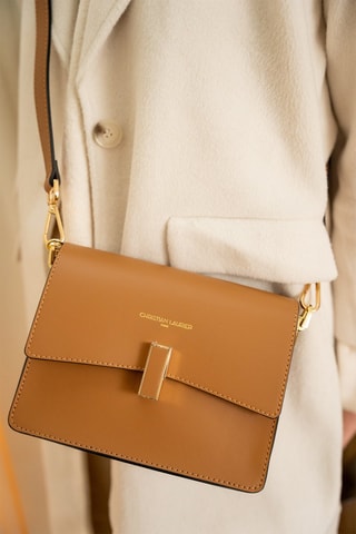 Leren Schoudertas Miniemma - Camel