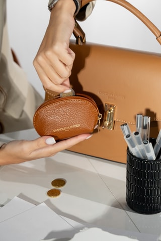 Leren Portemonnee Nika Croco - - Camel