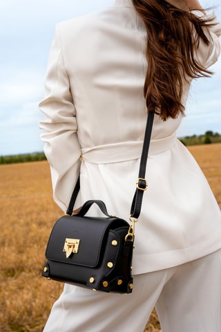 Leren Schoudertas Mila - Zwart