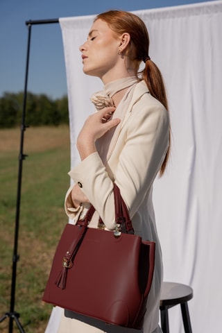 Leren Handtas Armel - Bordeauxrood