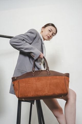 Nubuck en Leren Reistas Nay - 46 cm - Camel en taupe