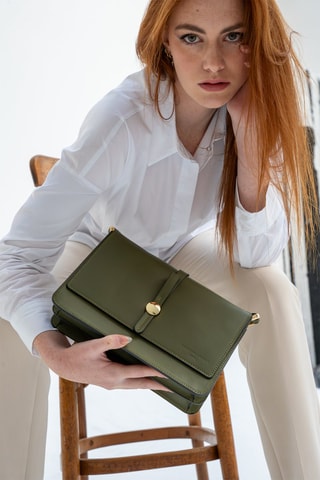 Leren Schoudertas Louna - Groen