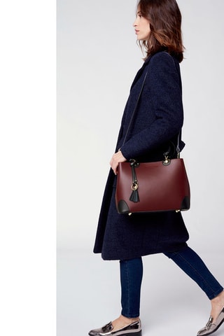 Leren Handtas Armel - Bordeauxrood en zwart