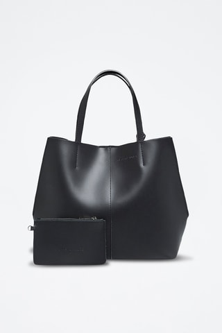Leren Shopper en Clutch Amy - Zwart