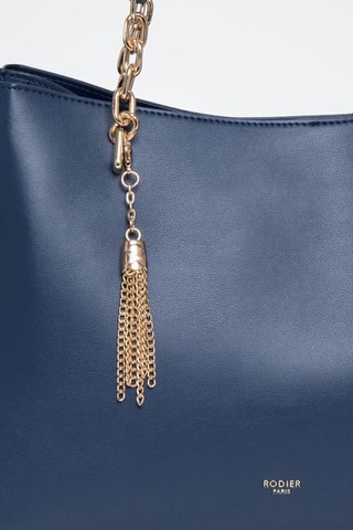 Leren Trendy Handtas Nolian - Zwart - Blauw en goudkleurig