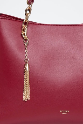 Leren Trendy Handtas Nolian - Zwart - Goudkleurig en rood