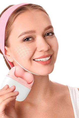 Rouleau à glace faciale - Rose et blanc