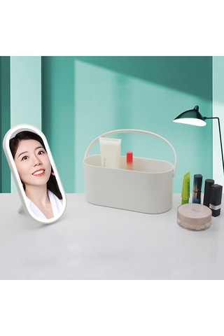 Miroir lumineux à LED et boîte de rangement - Blanc