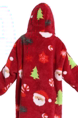 Pull plaid à capuche - Rouge