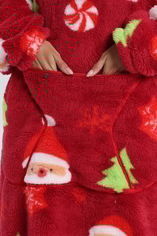 Pull plaid à capuche - Rouge