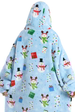 Pull plaid à capuche - Bleu