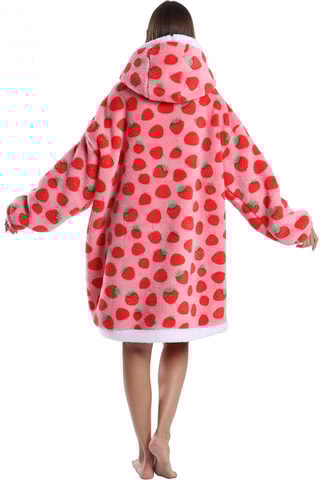 Pull plaid à capuche - Fraise