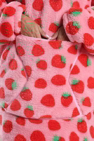 Pull plaid à capuche - Fraise