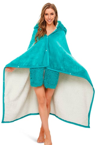 Peignoir à capuche - Turquoise