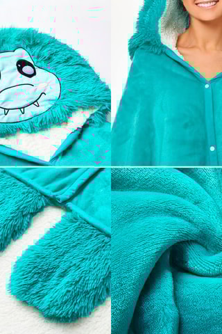 Peignoir à capuche - Turquoise