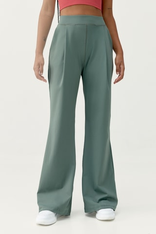 Calças palazzo de cintura alta Audrey - Verde-claro