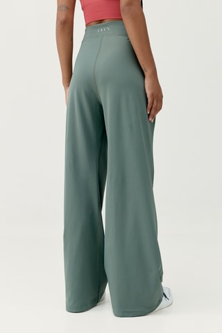 Calças palazzo de cintura alta Audrey - Verde-claro