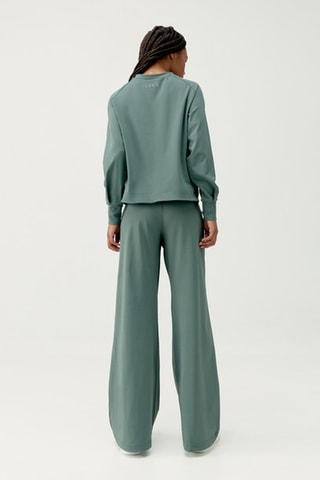 Calças palazzo de cintura alta Audrey - Verde-claro