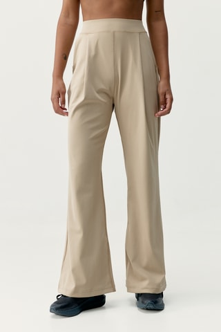 Calças palazzo de cintura alta Audrey - Bege