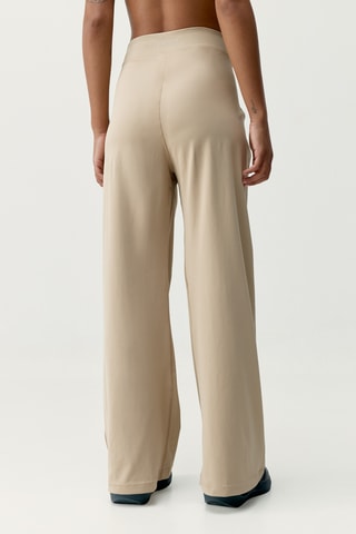 Calças palazzo de cintura alta Audrey - Bege