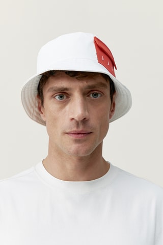 Chapéu à pescador Sun - Branco e coral