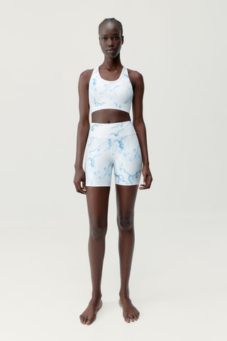 Calções ciclista Helio - Branco e azul-celeste