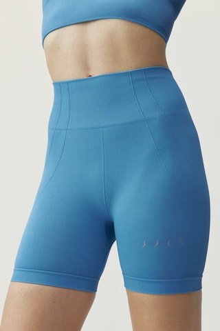 Calções ciclista de cintura alta Urdhva - Azul-celeste