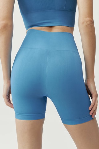 Calções ciclista de cintura alta Urdhva - Azul-celeste