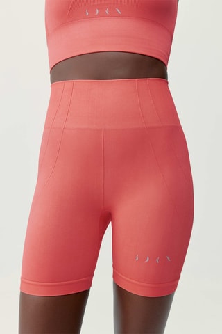Calções ciclista de cintura alta Urdhva - Coral