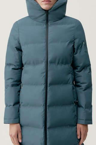 Blusão comprido com capuz Coat - Azul-petróleo